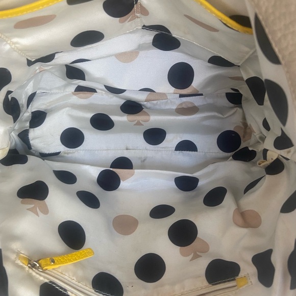 Kate Spade Grove Court Michelle pebbled leather tan yellow expanding tote bag - Picture 7 of 16